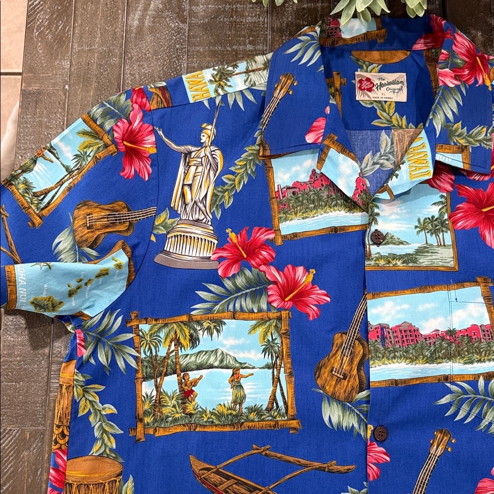 Vtg Hilo Hattie The Hawaiian Original Postcard Aloha Shirt Mens XL - Picture 6 of 10